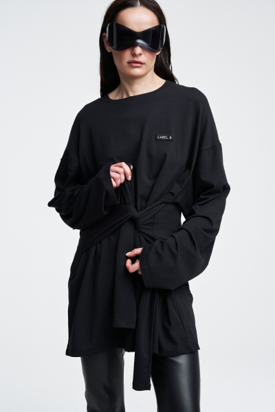 Лонгслив объемный с завязками Label .B, цвет: Черный Tp.03.5.0826BLC | новая коллекция купить онлайн