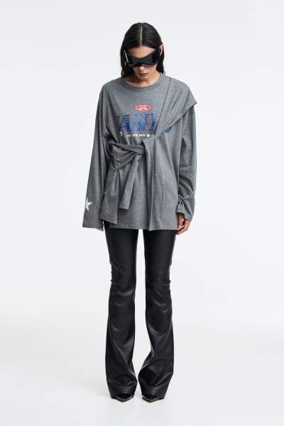 Лонгслив Крест-накрест Label .B, цвет: серый меланж Tp.03.4.206.0826GRM | новая коллекция купить онлайн