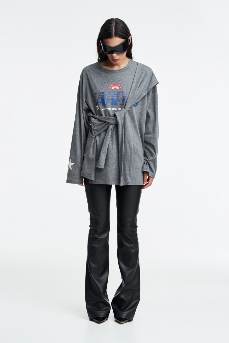 Лонгслив Крест-накрест Label .B, цвет: серый меланж Tp.03.4.206.0826GRM | новая коллекция купить онлайн