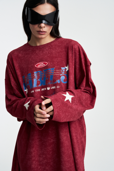 Лонгслив Крест-накрест Label .B, цвет: Бордовый Tp.03.4.206.0826BRG | новая коллекция купить онлайн