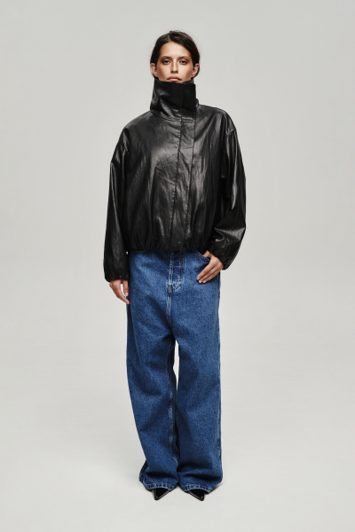 Куртка с высоким горлом из экокожи Label .B, цвет: Черный Jc.53.5.CH.BLC | новая коллекция купить онлайн
