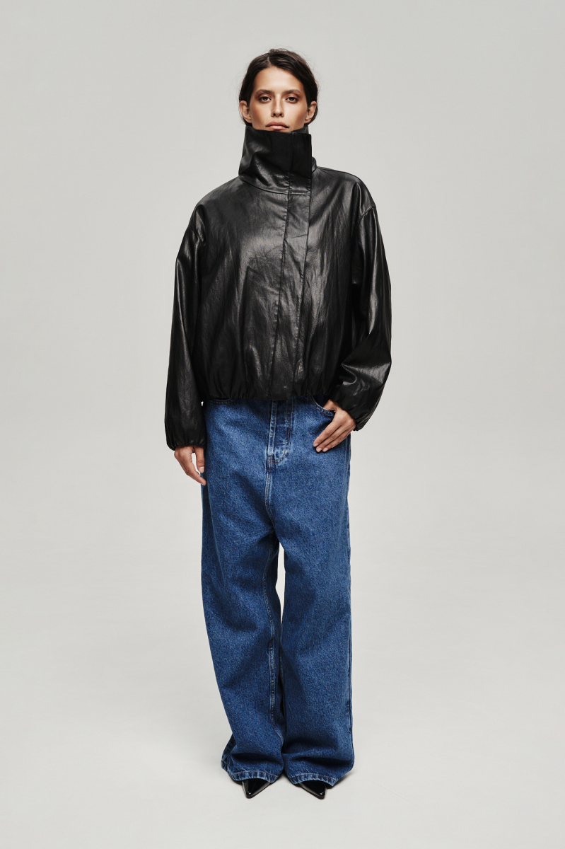 Куртка с высоким горлом из экокожи Label .B, цвет: Черный Jc.53.5.CH.BLC | новая коллекция купить онлайн