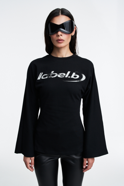 Лонгслив приталенный Label .B, цвет: Черный Тр.03.3.67BLC | новая коллекция купить онлайн