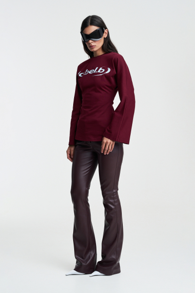 Лонгслив приталенный Label .B, цвет: Бордовый Тр.03.3.67BRG | новая коллекция купить онлайн