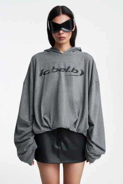 Худи с защипами Label .B, цвет: серый меланж Tp.01.5.70/2GRM | новая коллекция купить онлайн