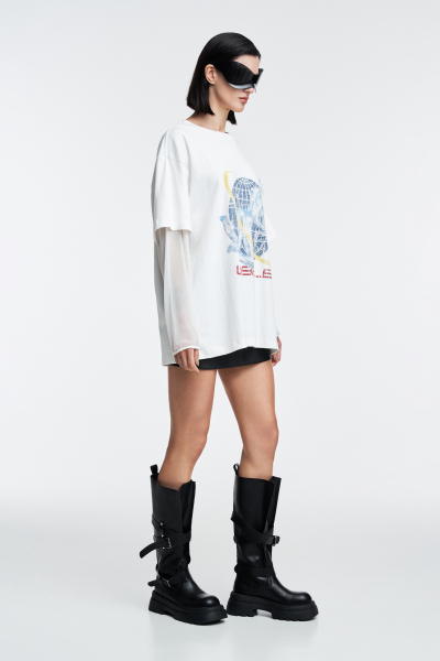 Футболка с двойными рукавами Label .B, цвет: молочный  | новая коллекция купить онлайн