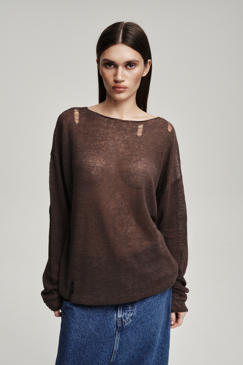 Джемпер вязаный Label .B, цвет: коричневый Kn.01.5.CH.BRN | новая коллекция купить онлайн