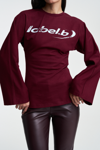 Лонгслив приталенный Label .B, цвет: Бордовый Тр.03.3.67BRG | новая коллекция купить онлайн