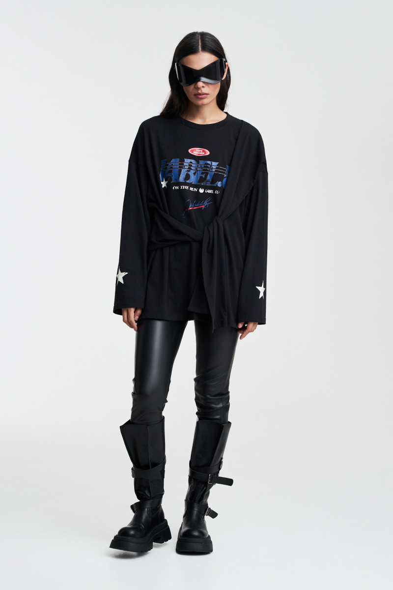 Лонгслив Крест-накрест Label .B, цвет: Черный Tp.03.4.206.0826BLC | новая коллекция купить онлайн