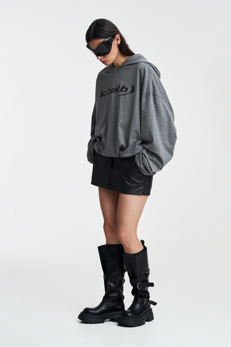 Худи с защипами Label .B, цвет: серый меланж Tp.01.5.70/2GRM | новая коллекция купить онлайн