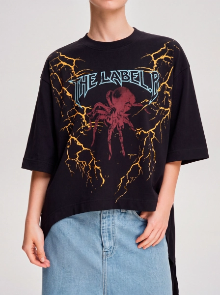 Футболка удлиненная Label .B, цвет: черная Tp.04.5.88BLC | новая коллекция купить онлайн
