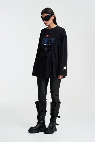 Лонгслив Крест-накрест Label .B, цвет: Черный Tp.03.4.206.0826BLC | новая коллекция купить онлайн