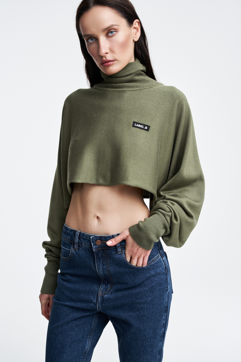 Водолазка укороченная Label .B, цвет: хаки  | новая коллекция купить онлайн