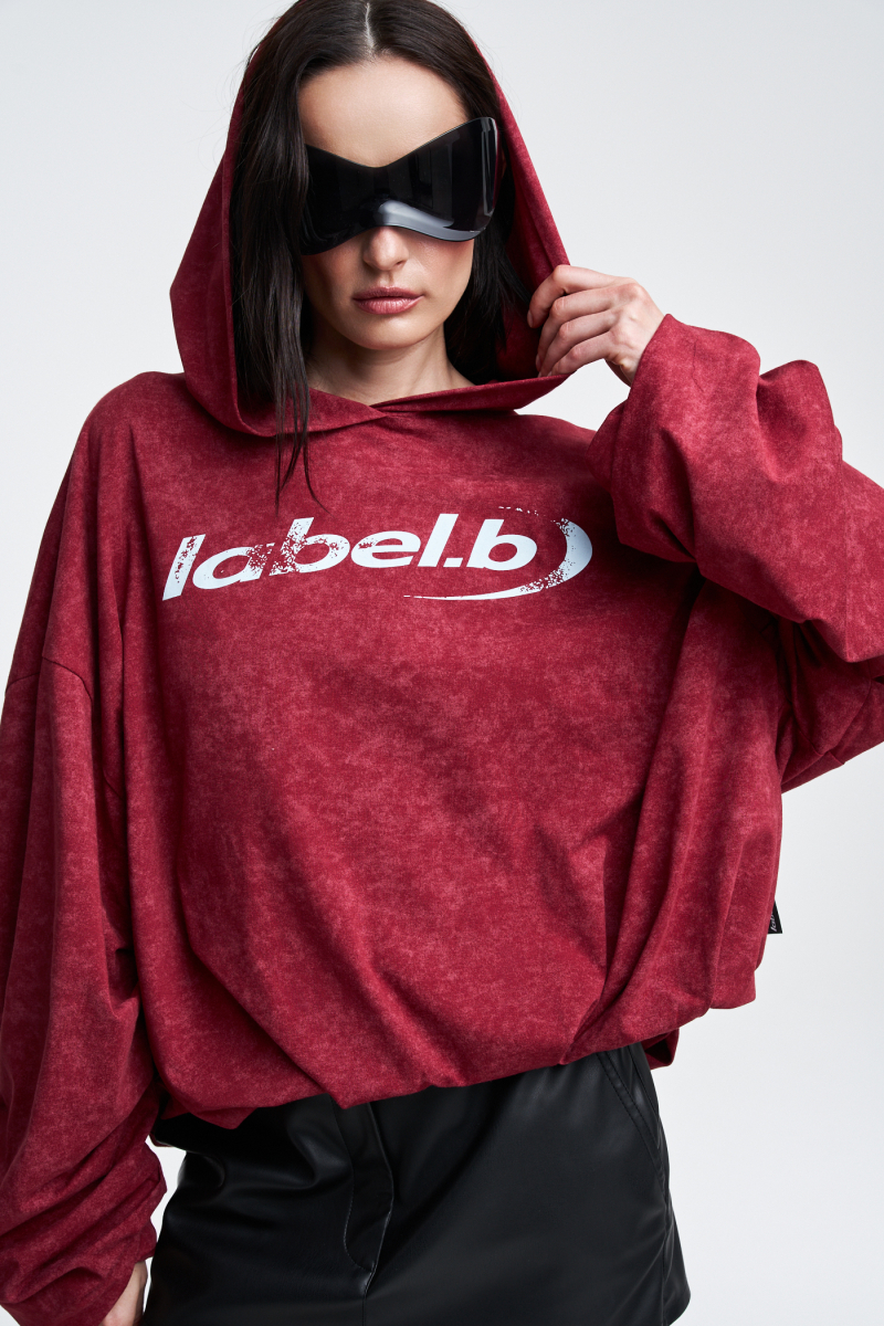 Худи с защипами Label .B, цвет: Бордовый Tp.01.5.70/2BRG | новая коллекция купить онлайн