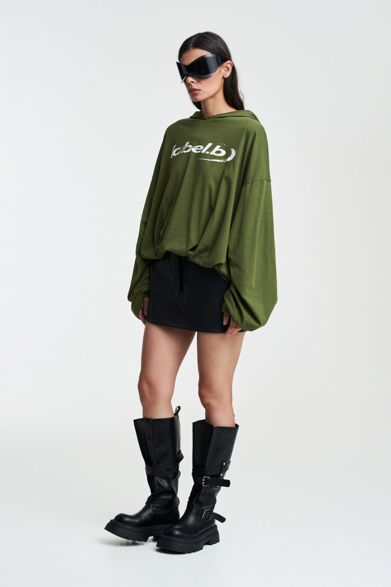 Худи с защипами Label .B, цвет: хаки Tp.01.5.70/2KH | новая коллекция купить онлайн