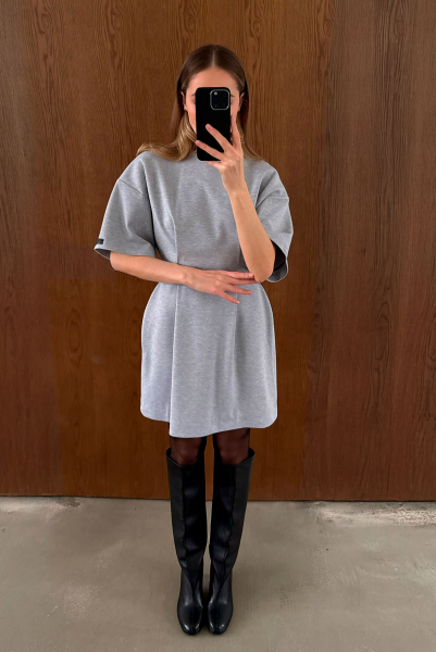 Платье с коротким рукавом Label .B, цвет: серый меланж Dr.25.2.1538GRM | новая коллекция купить онлайн